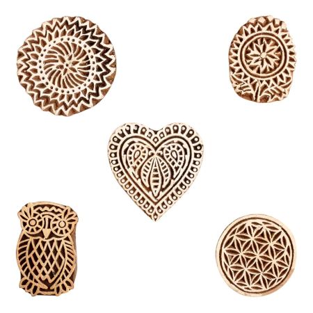 Set of 5 Piece New Mix Wooden Printing Block